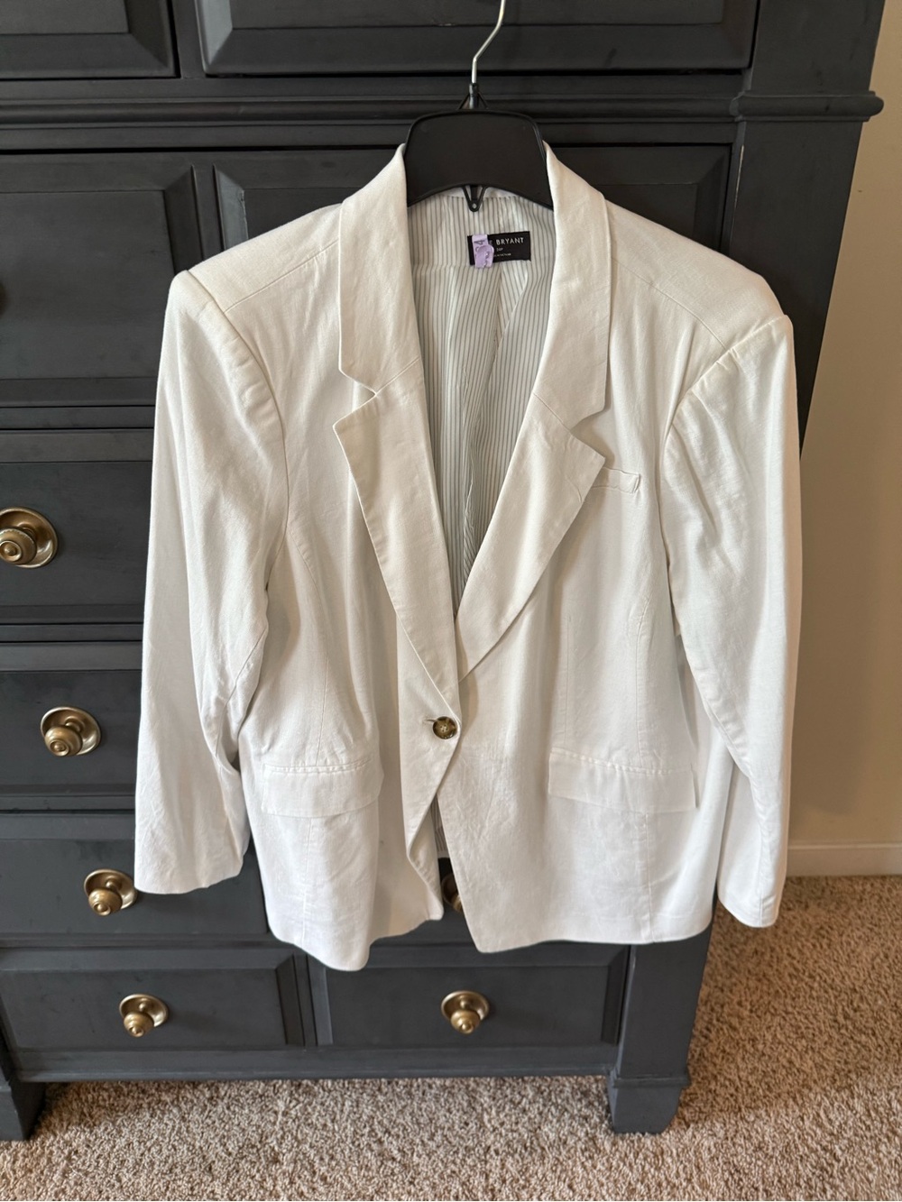 Lane Bryant White Linen Single-Button Blazer Size 24P